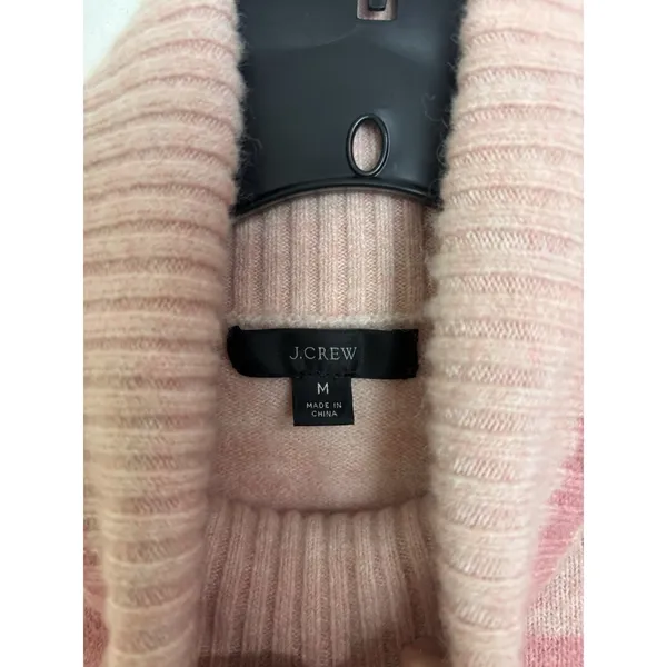 J Crew Supersoft Pink Striped Merino Wool Alpaca Blend Turtleneck Sweater M - Image 7