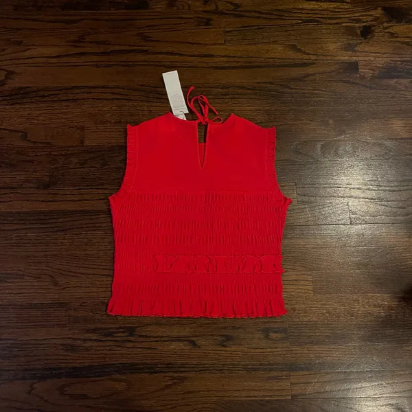 Uniqlo red Shirring Blouse - Image 2