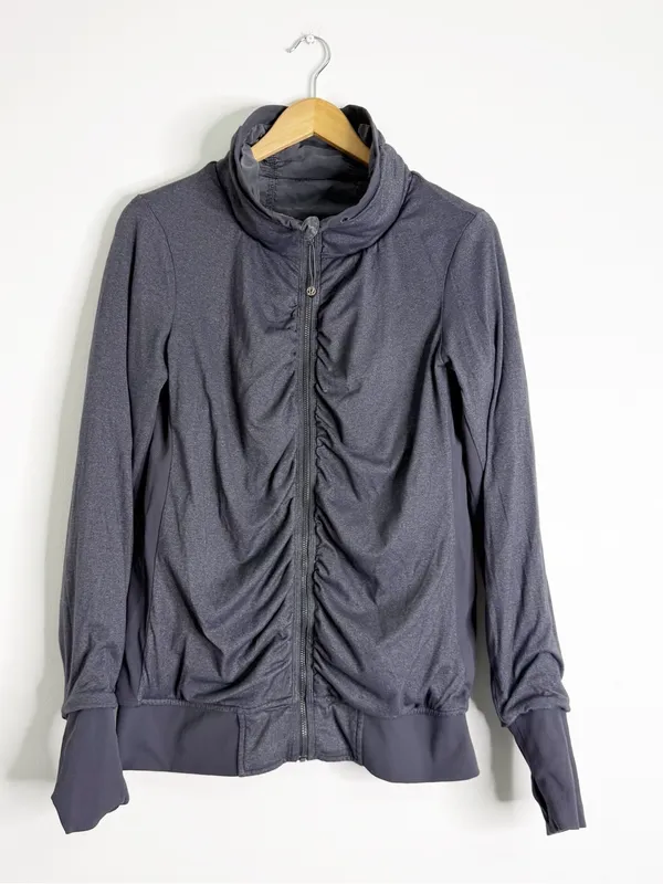 Lululemon Reversible Zip Jacket Gray Ruched Yoga Jacket Size 10 - Image 8