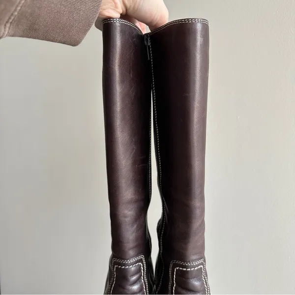Franco Fortini Women Donna Mid-Calf Heeled Leather Boots, Y2K, Brown, Size 7.5M - Image 7