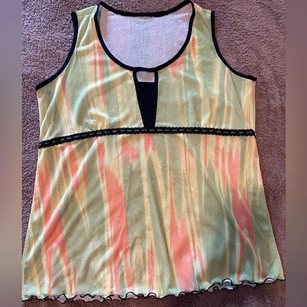 Multi color sleeveless shell blouse Yellow Size XL - Image 2
