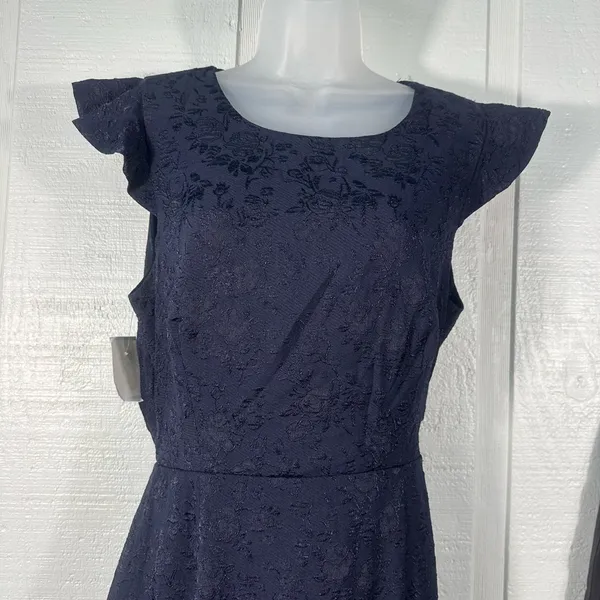 Lulus Navy Flutter Sleeve Open Back MIDI Size XL NWOT - Image 3