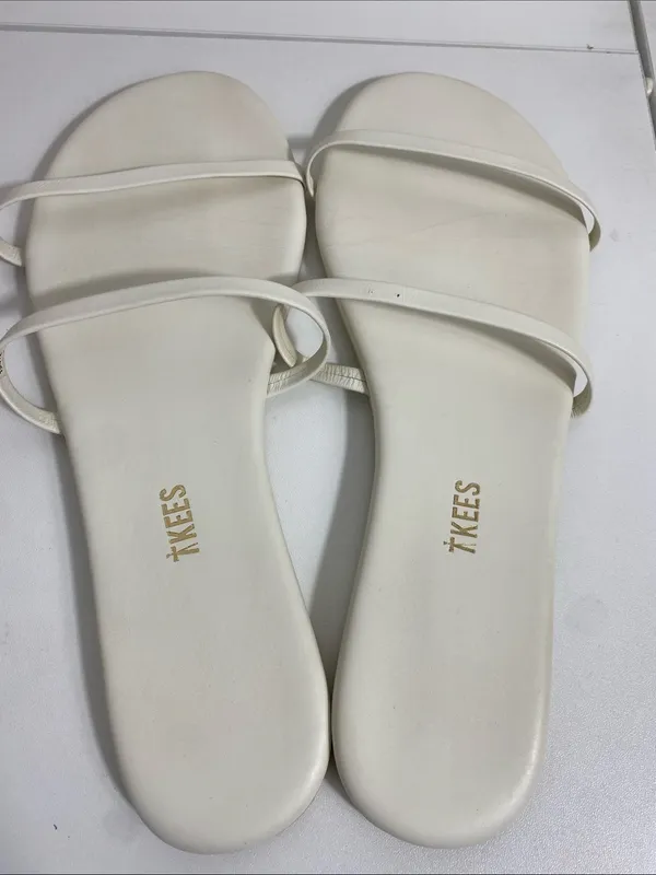 TKEES Cream Double-strap Minimal Slide Sandals Size 11 US - Image 8