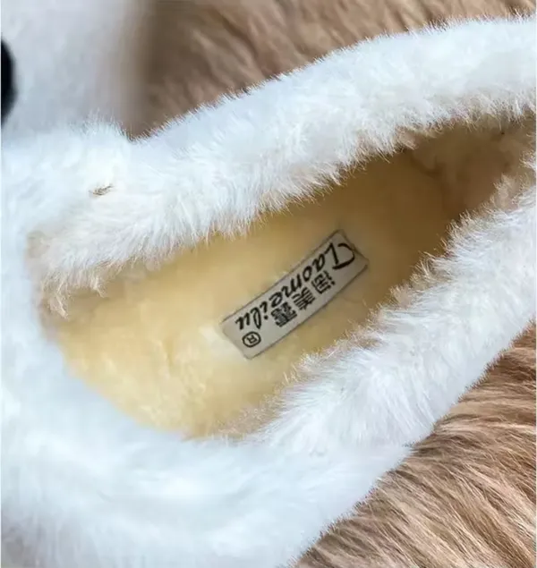 Women’s Faux Fur Mary Jane Slippers – White – Size 6 – Never Worn - Image 4