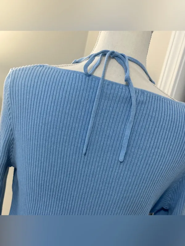 Urban Outfitters Light Blue Ribbed Knit Dress Size XL - Image 6