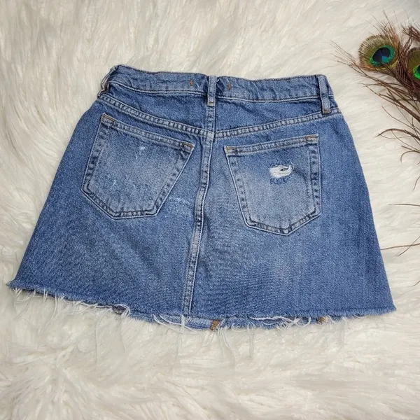 We The Free Distressed‎ Denim Skirt - Image 3
