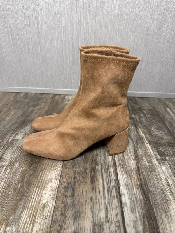a new day Tan Block Heel Faux Suede Ankle Booties Size 9.5 - Image 9