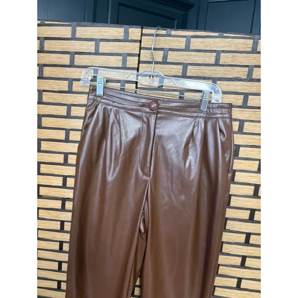 Princess Polly Brown Faux Leather Pants‎ Size 6 - Image 5