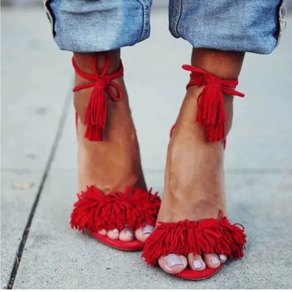 Forever Rubina 57 Fringe Open Toe High Heel Sandals - Image 11