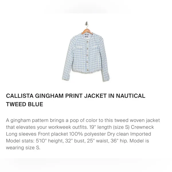 Walter Baker Callista Tweed Jacket Size Small - Image 8