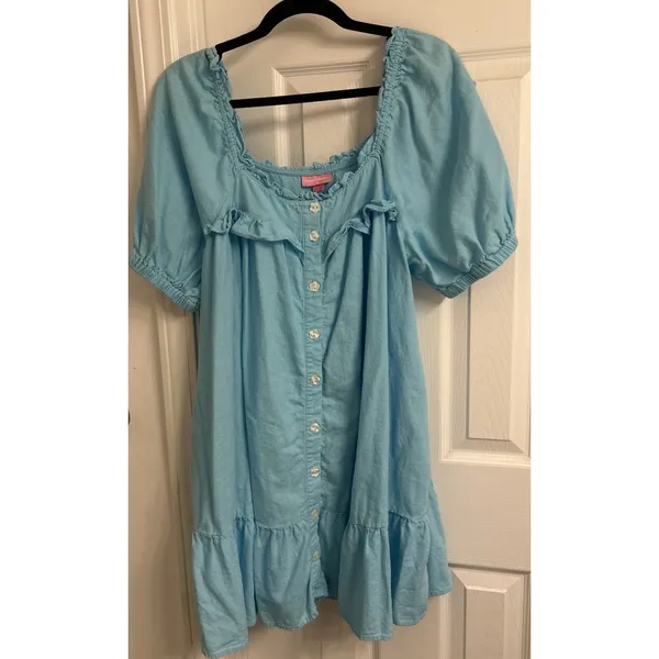 Stoney Clover Lane Button Down Dress Size Large Turquoise Blue - Image 3