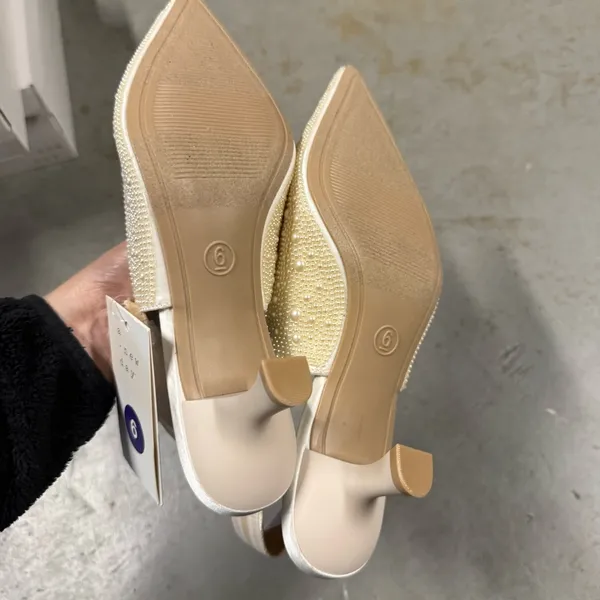 A New Day Milan Pearl Cream Slingback Heels Cushioned Insole Size 6 NEW - Image 8