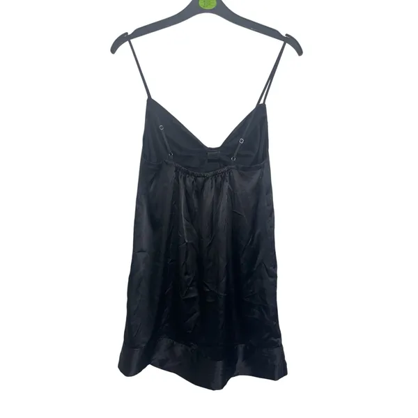 Y2K Victoria’s Secret Black Satin Mini Slip Dress Bow Bust LBD Small Dark Fairy - Image 2