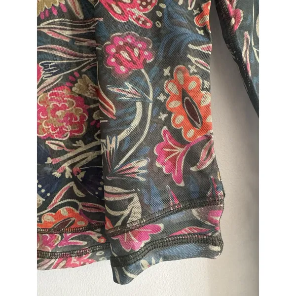 NWT Natural Life Sloane Long Sleeve Painterly Vines Floral Mesh Top Womens Small - Image 6