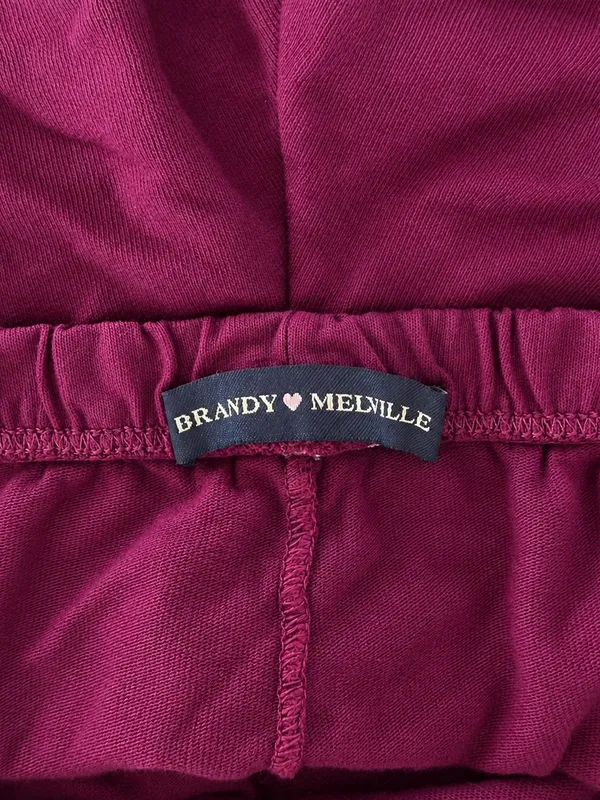 Brandy Melville Burgundy Button Front Lounge Shorts - Image 4