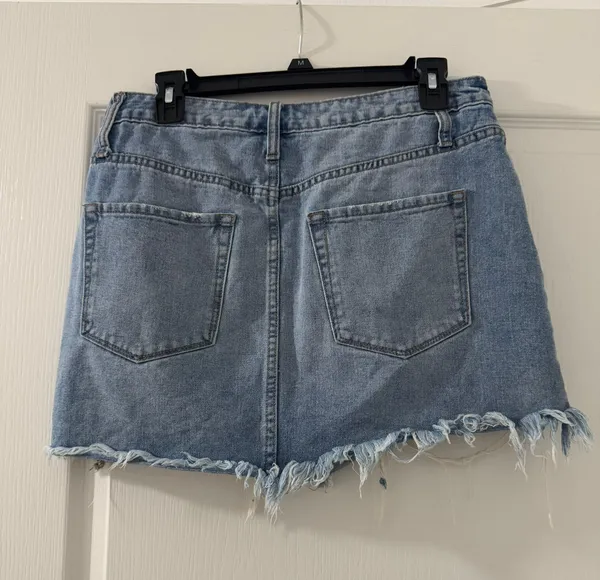 Klique B Distressed Denim Mini Skirt - Image 2