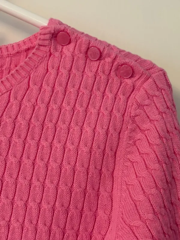 Lilly Pulitzer pink cable knit long sleeve sweater size medium preppy classic - Image 5