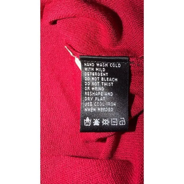 August Silk Heritage Sweater Red Black Velvet Mesh Mock Neck M - Image 5