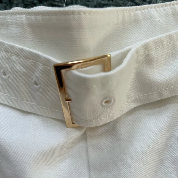 LOFT Cream Women's Belted Shorts - Image 2