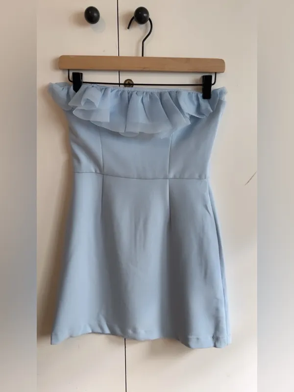 French Connection Whisper Organza Strapless Dress Blue US 2 NWT - Image 2