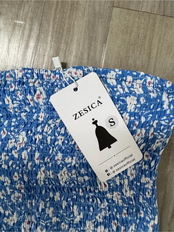 Zesica Blue Floral Strapless Smocked Maxi Dress - NWT - Image 3
