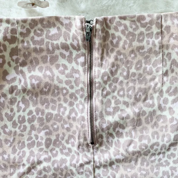 Wild Fable Blush Pink Leopard Print Denim Skirt - Image 5