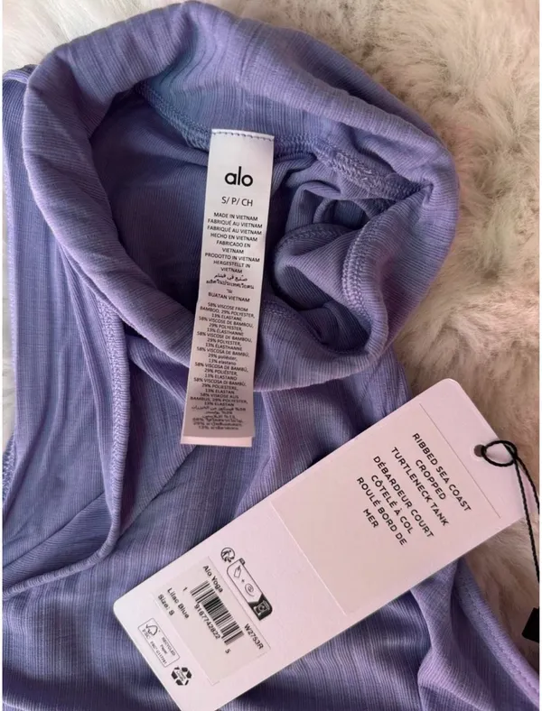 Alo Yoga Ribbed Sea Coast Cropped Turtleneck Tank - Image 2