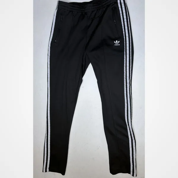 Adidas Originals Primeblue SST Track Pants Black White 3-Stripe Joggers Medium - Image 2