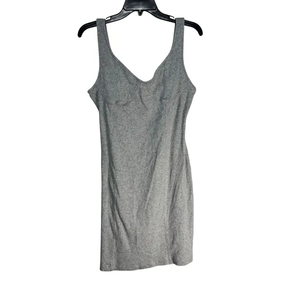 Aerie Ribbed Bustier‎ Mini Dress Grey Cotton Blend Sleeveless Bodycon XL - Image 8
