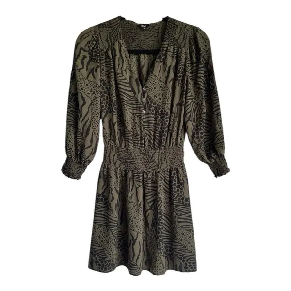Rails Zana Olive Mixed Animal Print Mini Dress - Size S - Olive Green‎ - Image 3