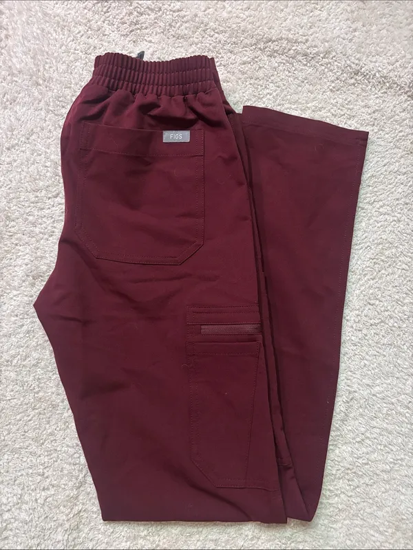 FIGS Yola High-Rise Slim Scrub Pant in burgandy size XXS NWOT - Image 2