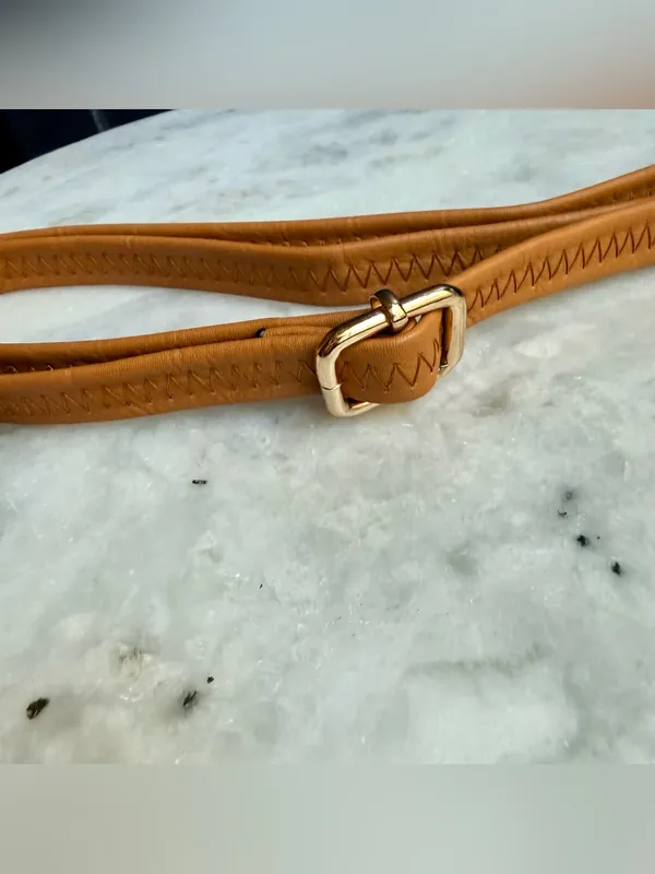 Tan Crossbody Bag Strap Adjustable Vegan Leather Swivel Gold Clasps - Image 2