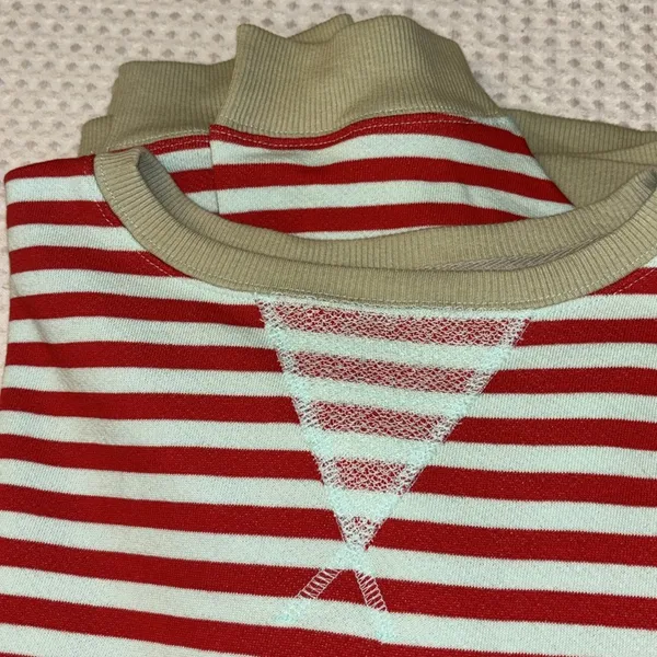 NEW! We The Classic Striped Oversized Crewneck Sweatshirt LARGE Red - Image 12