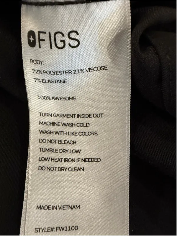 FIGS Black Technical Collection Catarina Scrub Top Women’s Size L V-Neck 2-Pocke - Image 8