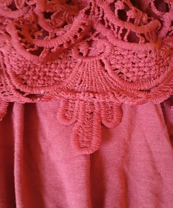 Red crochet top knit boho - Image 4