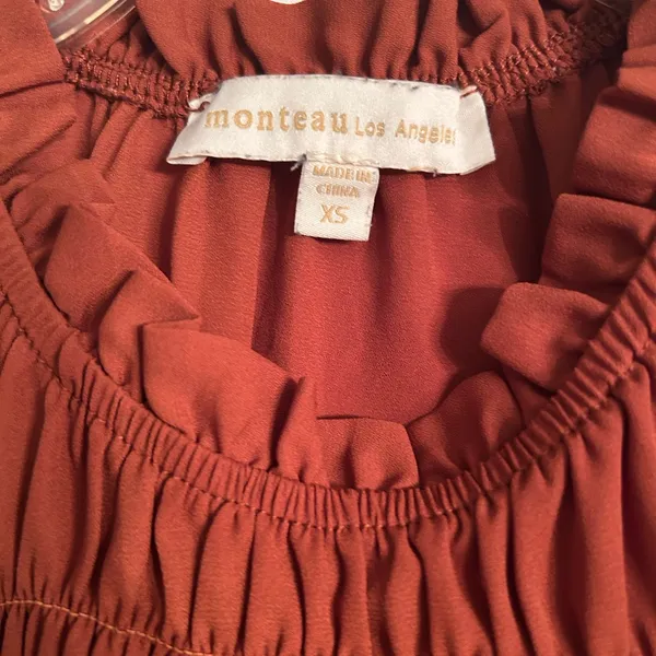 Monteau Rust Ruffle Sleeve Blouse - Image 3