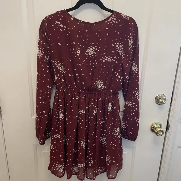 Wild Blue Sadie Robertson‎ Red Heart Print Sheer Sleeve Dress Womens Medium - Image 6