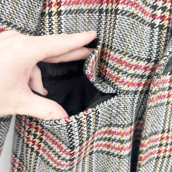 Zara Womens Plaid Wool‎ Blend Double Breasted Dark Academia Longline Coat Size M - Image 7