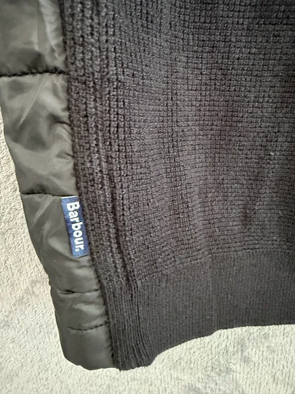 Barbour International Men’s XXL Black Quilted Knit Vest Snap Front - Image 8
