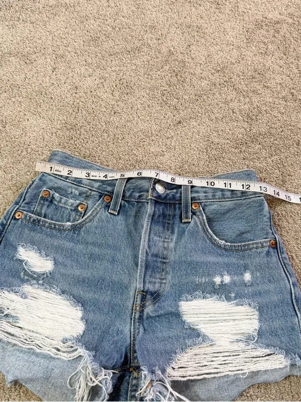 Levi’s Women’s 501 Original Fit High Rise Jean Short Distressed in Med Wash 24 - Image 8