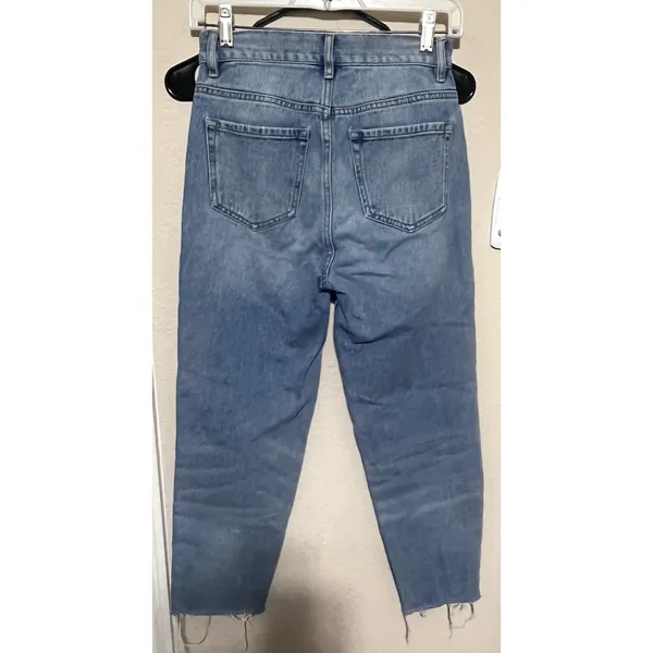 Pacsun Women's Blue Jeans size 24 Ultra High Rise Slim patchwork crop raw‎ hem - Image 6