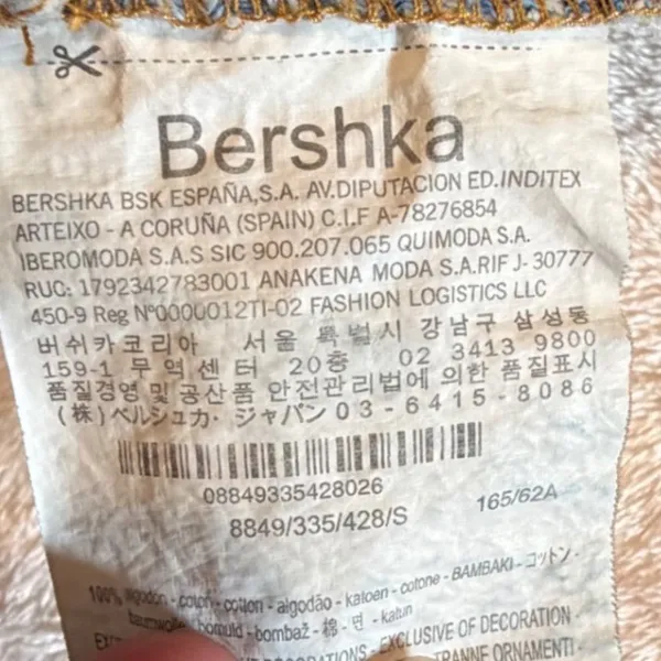 Bershka Denim Shortalls Light Wash Distressed Jean Overalls Womens Size Small - Image 13