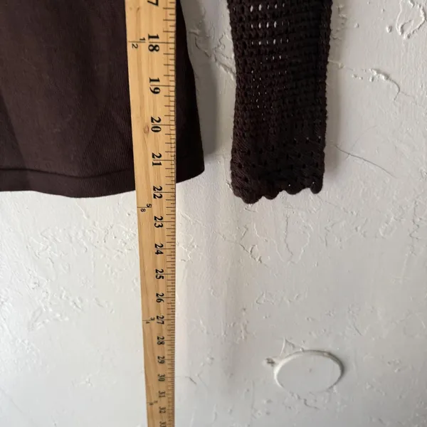 Venus Sweater Y2k‎ Small Brown Crochet Trim Long Sleeve Pullover Fairy Top - Image 5