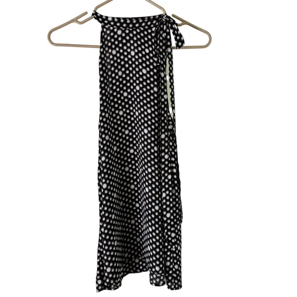 LOFT Halter Top Sleeveless Tie Neck Blouse Black White Polka Dot M‎ - Image 8