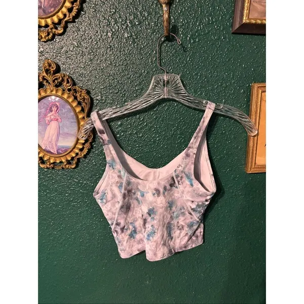 Lululemon Blue Gray Floral Cropped Align Tank Top Size 4 - Image 2