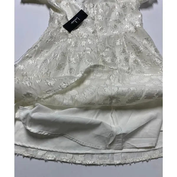 LULUS White Textured Floral Jacquard Mini Dress S - Image 11