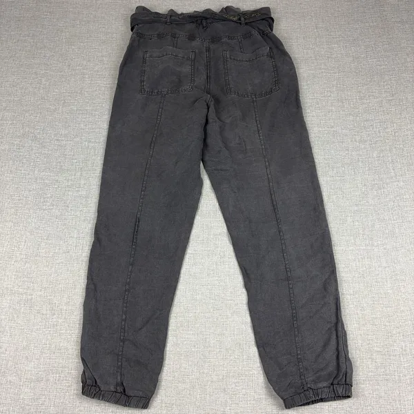Anthropologie Wanderer Womens 4 Charcoal Gray Linen Paperbag Jogger Pants - Image 12