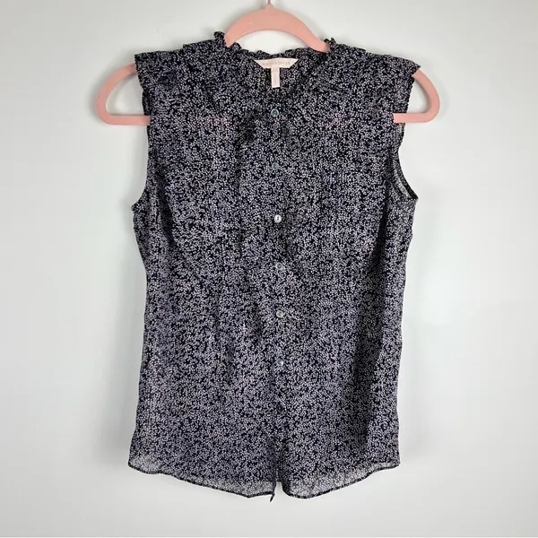Rebecca Taylor Silk Blend Metallic Ruffle Sleeveless Blouse Size 00 - Image 10