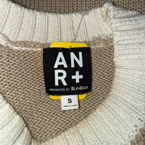 ANR+ Alp-n-Rock Sweater Women Small Tan White Stripe Good Organic Cotton Knit - Image 3