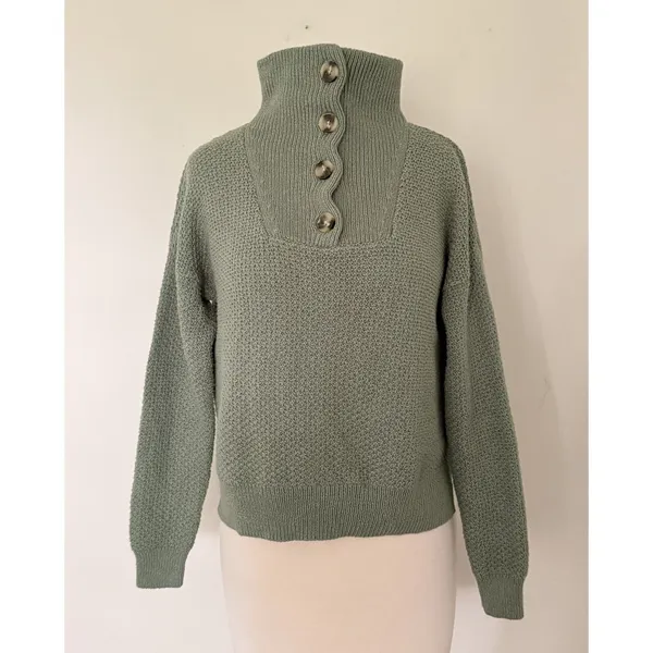 Madewell Canby Button Mockneck Knit Sweater Frosted Willow Preppy Soft Girl XXS - Image 2